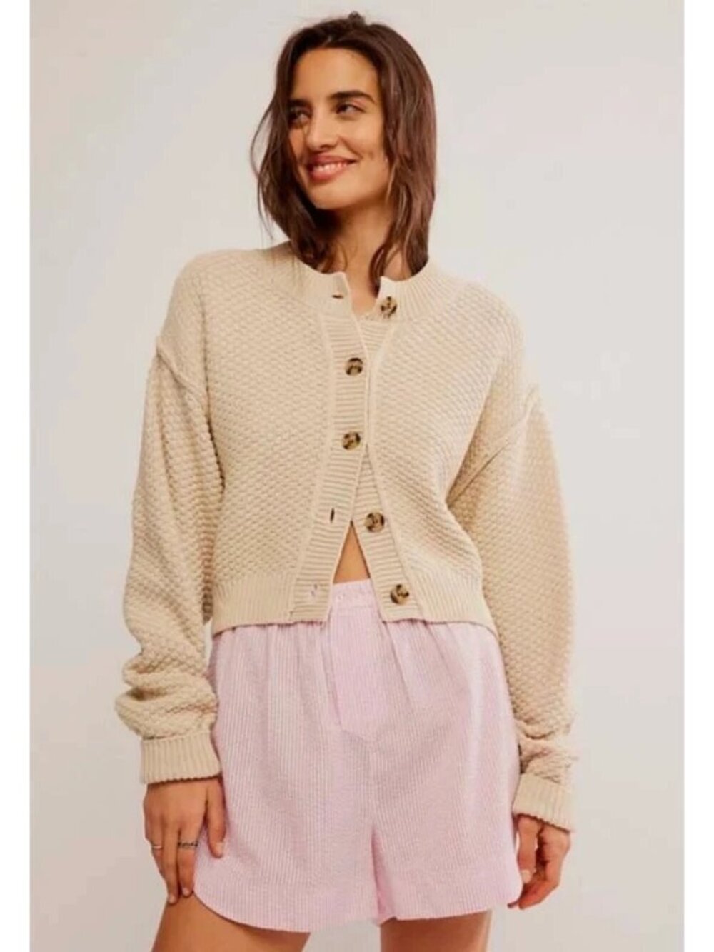 Free People Cream Lila Cardigan, XL